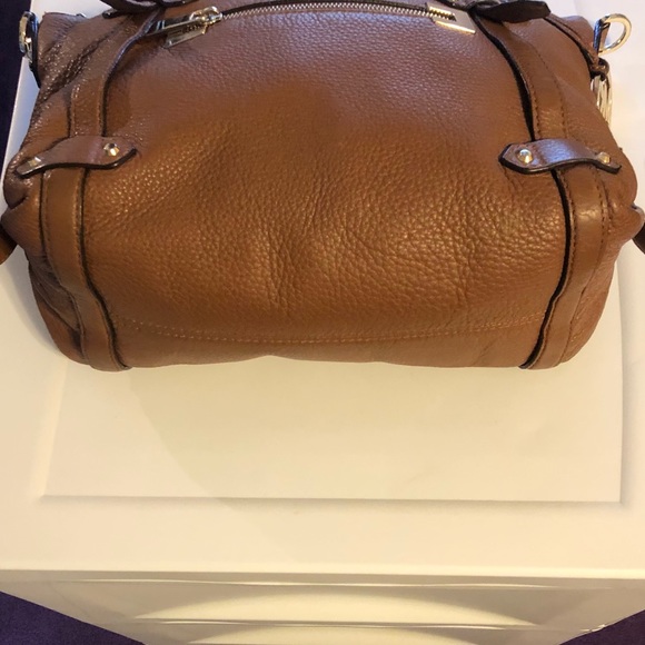 LARGE MICHAEL KORS BEDFORD COGNAC PEBBLE LEATHER DOME CONVERTIBLE SATCHEL XBODY - Picture 7 of 10